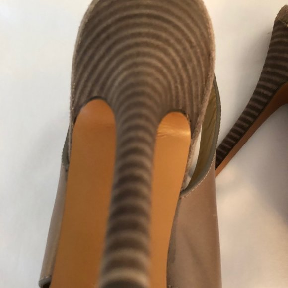 Coach Taupe Leather & Suede Stiletto Booties - Picture 6 of 8